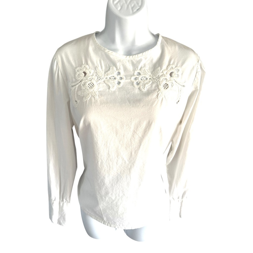 Bohme | White Embroidered Top Sz M EUC - Picture 4 of 12